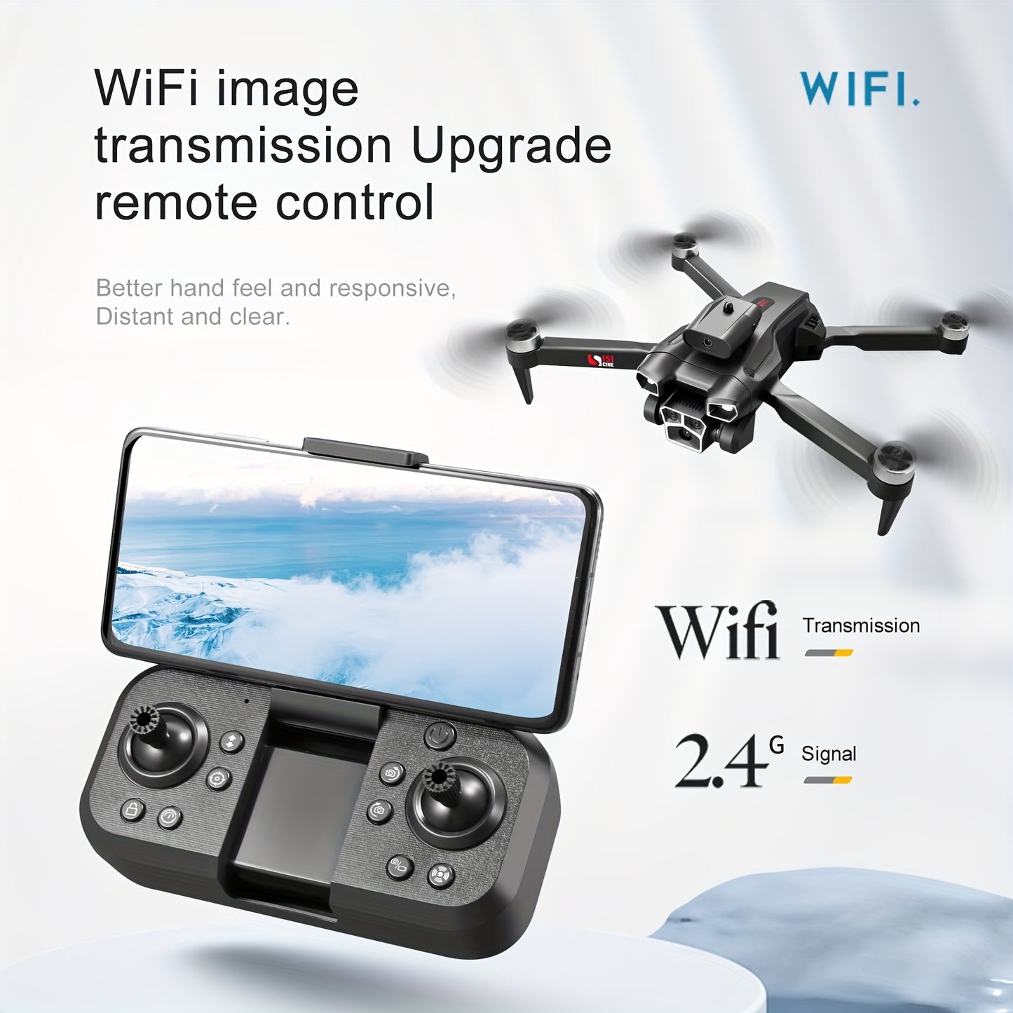 4K HD Three Camera Brushless Drone - Intelligent Obstacle Avoidance, Auto Return, One-Touch Take-Off/Landing, 360° Beauty Mode, 3 Rechargeable Batteries, Carrying Case, Wi-Fi Connectivity