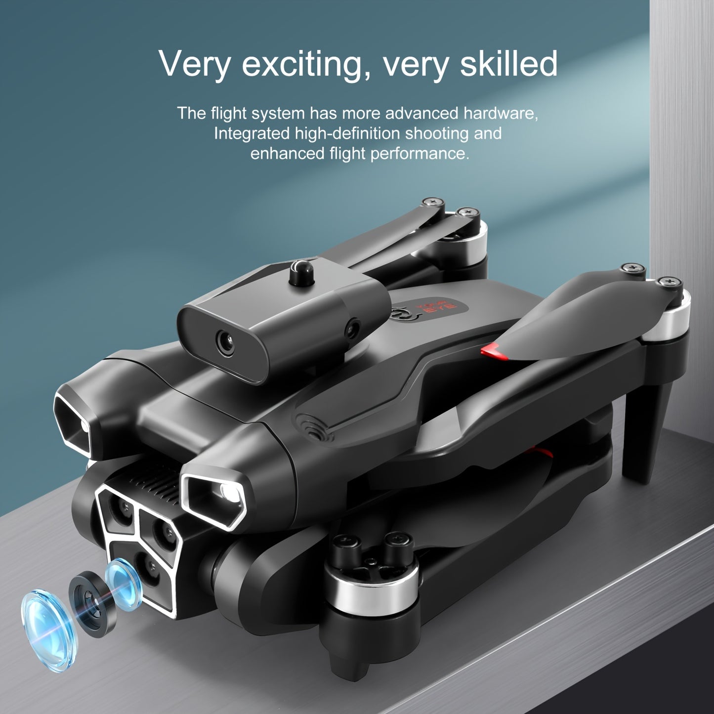 4K HD Three Camera Brushless Drone - Intelligent Obstacle Avoidance, Auto Return, One-Touch Take-Off/Landing, 360° Beauty Mode, 3 Rechargeable Batteries, Carrying Case, Wi-Fi Connectivity