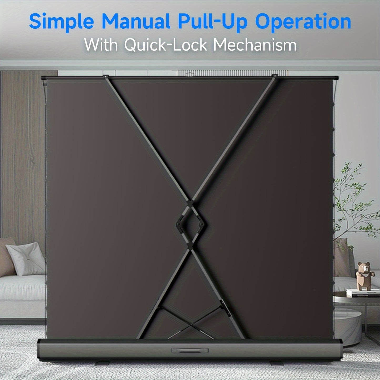 IN&VI Portable ALR Manual Pull Up Projector Screen - 100in, 178° Viewing Angle, 3D/4K HD, 16:9, Wrinkle-Free Design, Outdoor Movie Home Theater Backyard Night Viewing