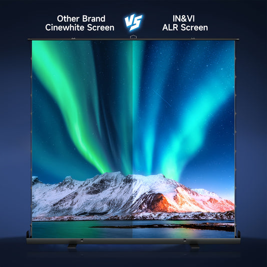 IN&VI Portable ALR Manual Pull Up Projector Screen - 100in, 178° Viewing Angle, 3D/4K HD, 16:9, Wrinkle-Free Design, Outdoor Movie Home Theater Backyard Night Viewing