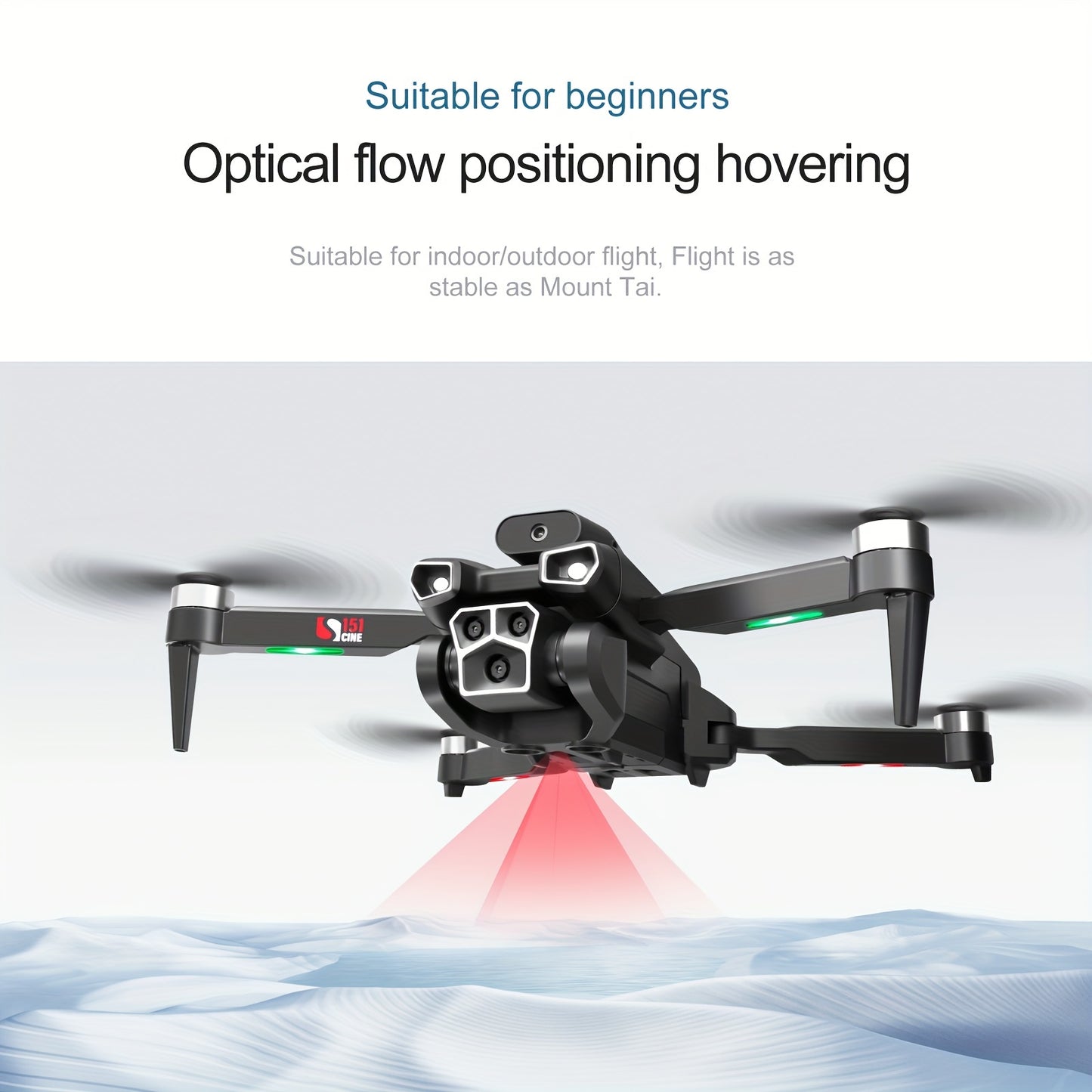 4K HD Three Camera Brushless Drone - Intelligent Obstacle Avoidance, Auto Return, One-Touch Take-Off/Landing, 360° Beauty Mode, 3 Rechargeable Batteries, Carrying Case, Wi-Fi Connectivity