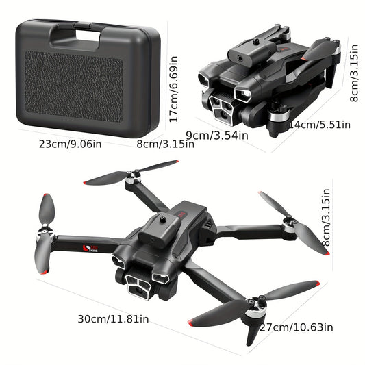 4K HD Three Camera Brushless Drone - Intelligent Obstacle Avoidance, Auto Return, One-Touch Take-Off/Landing, 360° Beauty Mode, 3 Rechargeable Batteries, Carrying Case, Wi-Fi Connectivity